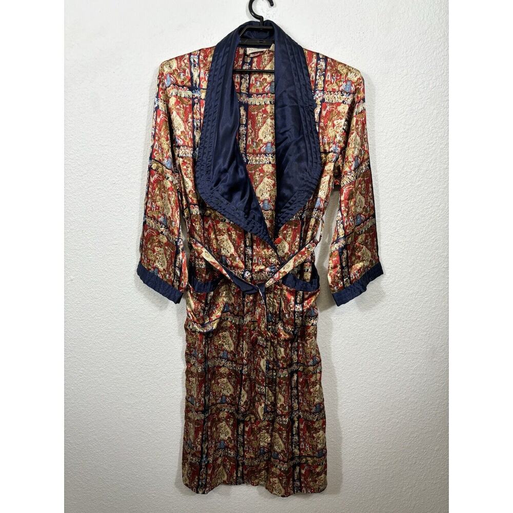 Vintage Victoria Secret Robe Womens M/L Gold Label‎ Polyester Animals Multicolor